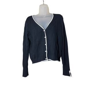 TRUTH by Republic cardigan with white trim and pearl buttons Sz L Rayon